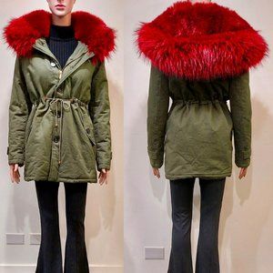 💥HOT ITEM💥Army Green Parka w/ STUNNING Oversized Faux Fox Fur Trim Hood